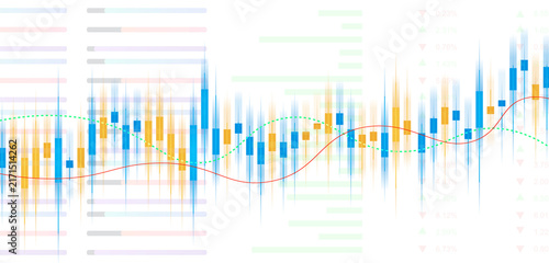 Obraz na płótnie Abstract Digital Candlestick Chart with Blue and Yellow Bars, Red and Green Tren