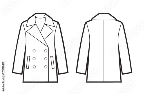 Canvastavla Blank Trench Coat Technical Sketch Vector Template