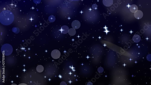 Shimmering star particles and bokeh lights on a dark night background, creating a beautiful starry sky with smoothly animated particles in a seamless 4K looping animation.