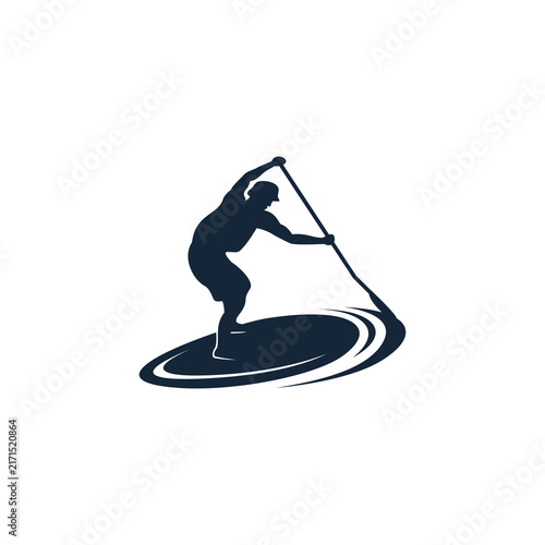 Silhouette Paddle Board Vector Logo 