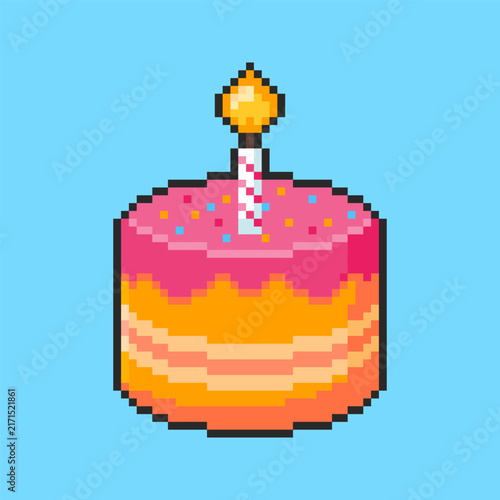 Pixel art Birthday Cake game asset design