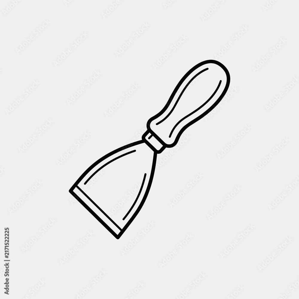 Obraz premium Doodle of a Spatula Tool on a Light Gray Background