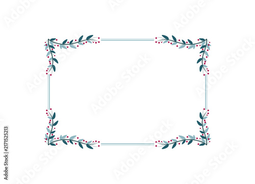 Simple Rectangle Shape Border Frame With Leaves And Cherries