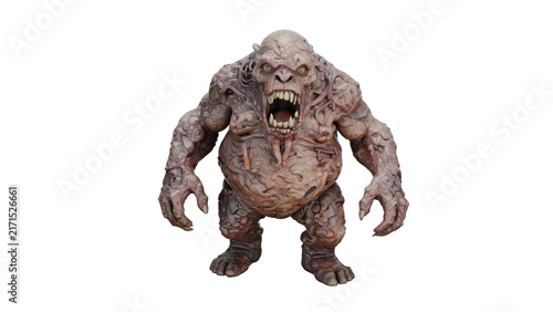 Fotografía 3d rendering split jaw abomination plague horror creature standing