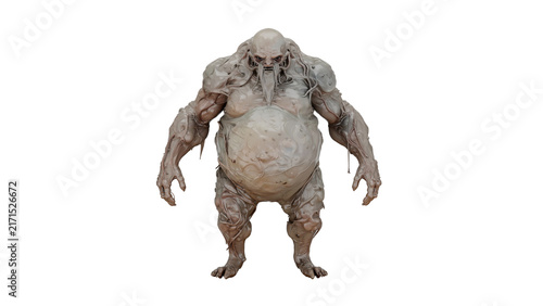 3d rendering bloated gasbag floating horror creature in dark space