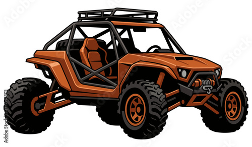 Orange off-road buggy vehicle for desert exploration and extreme adventure sports