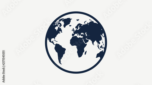 Dark blue globe illustration on transparent background