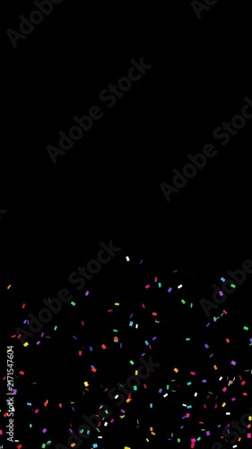 Colorful Confetti Falling in Grid Pattern on Black Background