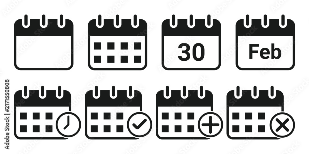 Fototapeta premium Calendar flat icon set