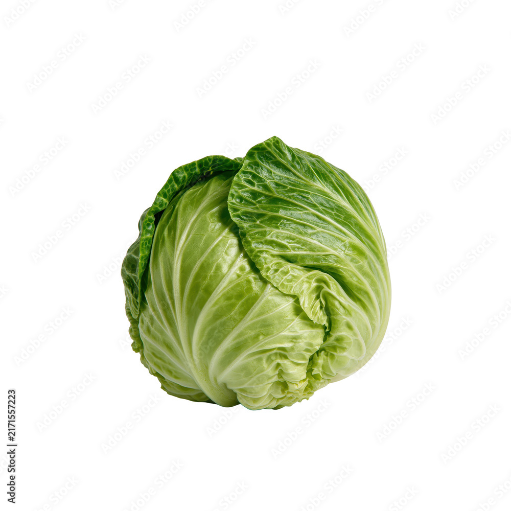 Obraz premium Cabbage placed on a white surface in with focus on fresh produce