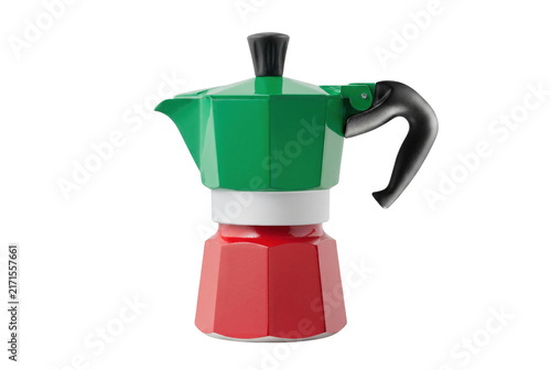 Fotografie Italian Flag Tricolor Moka Pot Stovetop Espresso Maker
