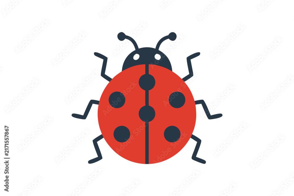 Fototapeta premium ladybug vector icon cute red spotted beetle insect illustration for nature wildlife garden pest control software bug tracking design isolated on transparent background