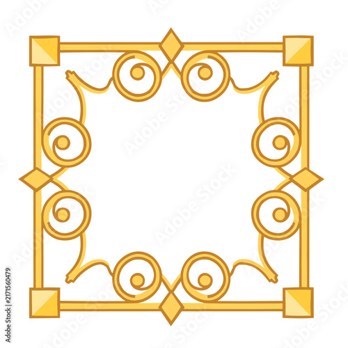 Golden ornate decorative frame with intricate floral and scroll designs.