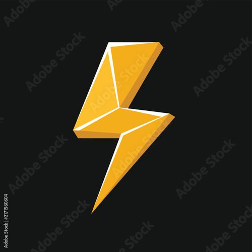 Golden paper origami star hanging against black background.