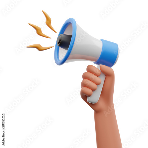 Hand Holding Megaphone 3d illustration