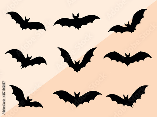 Halloween Bat Silhouette Vector Collection Set