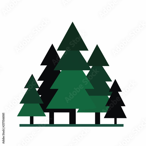 Green Christmas tree with black star and presents underneath.