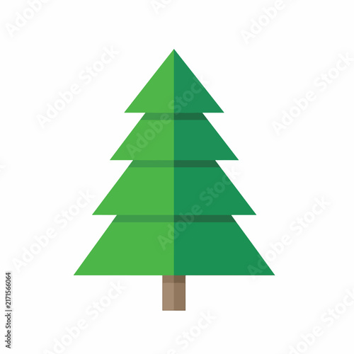 Green Christmas tree with brown trunk against white background 1.