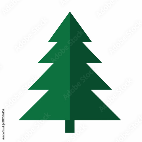 Green Christmas tree with pine needle texture isolated on white.