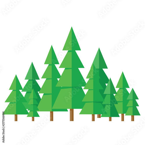 Green Christmas tree with pine needles and brown trunk.