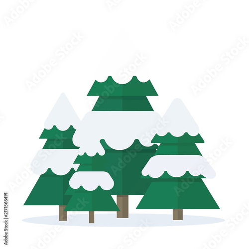 Green Christmas tree with pine needles and trunk silhouette.