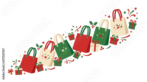 Celebrate the festive season with incredible Christmas shopping bag discounts for all your gift shopping needs, perfect for e-commerce promotions and holiday sales