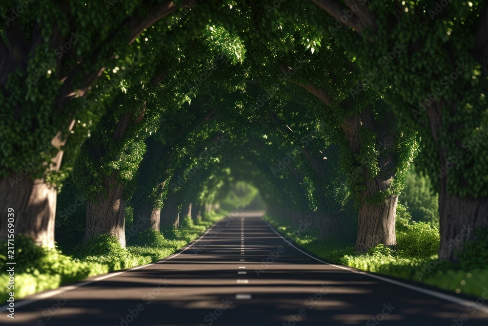 Fototapeta premium Empty road stage tree landscape outdoors.