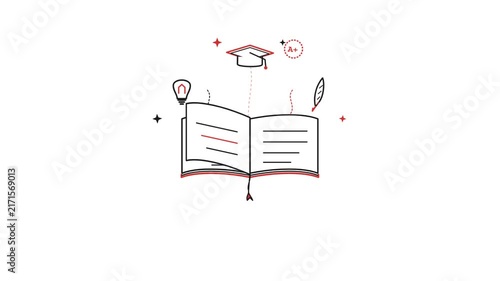 Education icon illustration showing open book and graduation cap icons