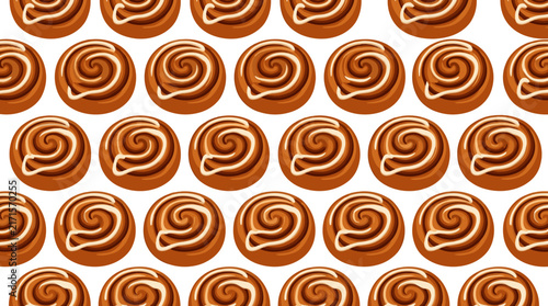 Seamless pattern of sweet cinnamon rolls