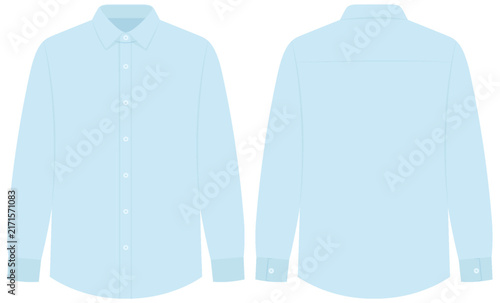 Light Blue Men's Long Sleeve Button Down Dress Shirt Vector Template