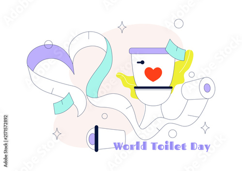 World Toilet Day Vector Illustration featuring Clean Restroom Facilities, Sanitation Awareness, Water Conservation, and Healthy Lifestyle
