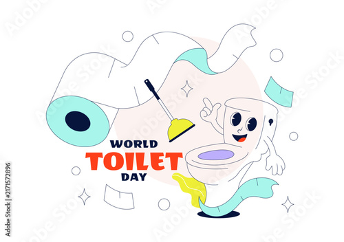 World Toilet Day Vector Illustration featuring Clean Restroom Facilities, Sanitation Awareness, Water Conservation, and Healthy Lifestyle