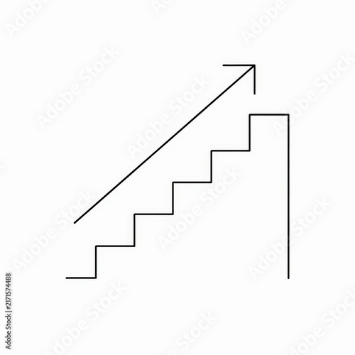 Ascending Staircase with Upward Arrow Icon, Growth Progress and Business Opportunity Concept.