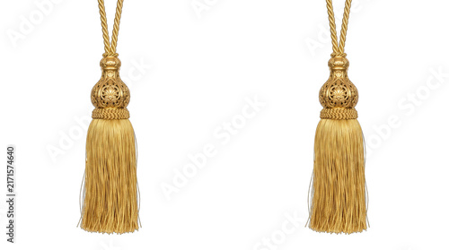 Cuadro en lienzo Golden Silk Tassels PNG, Isolated on a Transparent Background