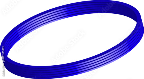 Blue ribbed circular band demonstrates a vibrant glossy surface with smooth reflections on a white background.