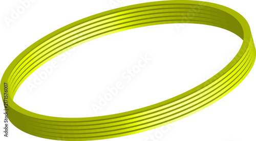 Yellow ribbed drive belt exhibits vibrant plastic surface finish and smooth linear grooves.