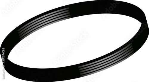 Black ribbed engine belt features a textured matte rubber surface under neutral studio lighting.