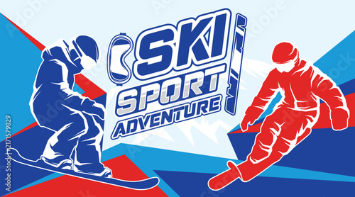 SNOWBOARD Sports Background Vector. International SKI Sports Day Illustration. Graphic Design for the decoration of gift certificates, banners, and flyer