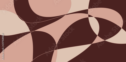 Organic background with curvy overlapping shapes in pink and dark brown. Fluid aesthetic design for feminine branding or social media.