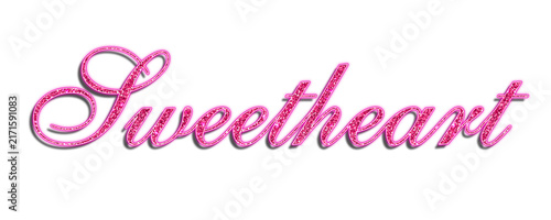 Photography Pink glitter sweetheart text effect with cursive calligraphic luxury typography