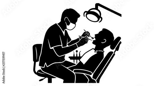 Dentist examining patient in dental clinic