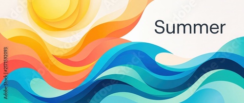 Abstract Summer Sun and Ocean Waves Background