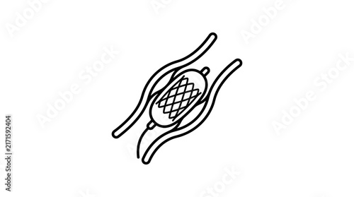 Angioplasty stent icon, medical procedure, isolated on transparent background