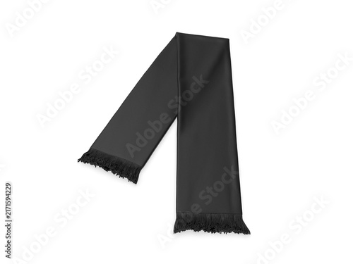 Cuadro en lienzo Black soccer scarf mockup on white background, Clear casual garment for Christmas or football template