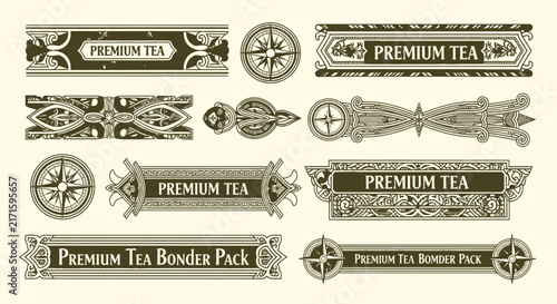 Vintage Decorative Ornaments and Labels for Premium Tea