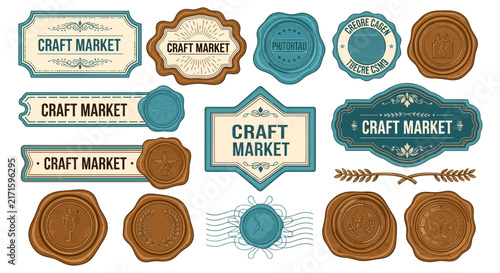 Craft Market Labels and Wax Seals - Vintage Stamp Collection