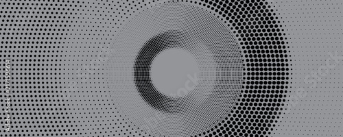 Cuadro en lienzo Black radial halftone circles