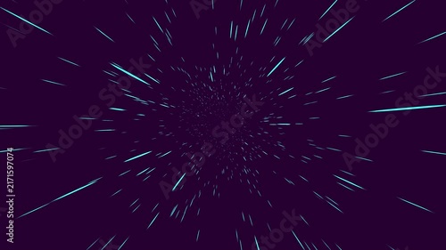 Abstract cyan light rays creating a futuristic radial speed effect