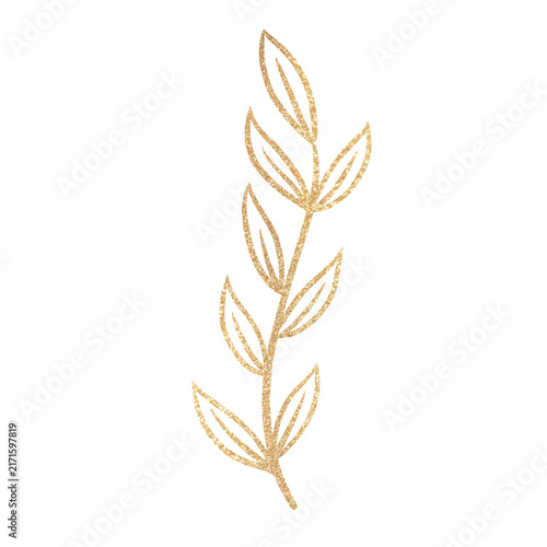 Elegant Golden Pointed Leaf Decorative Illustration