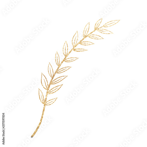 Elegant Golden Pointed Leaf Decorative Illustration